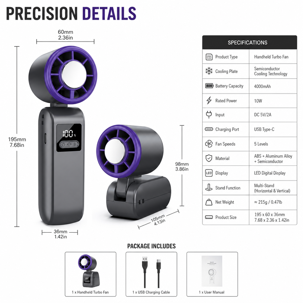 ArcticBreeze Handheld Turbo Fan