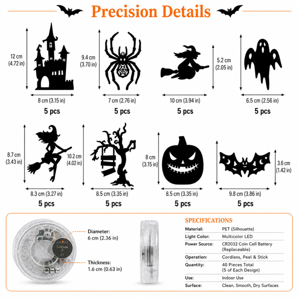 Halloween LED Silhouette Wall Light Stickers