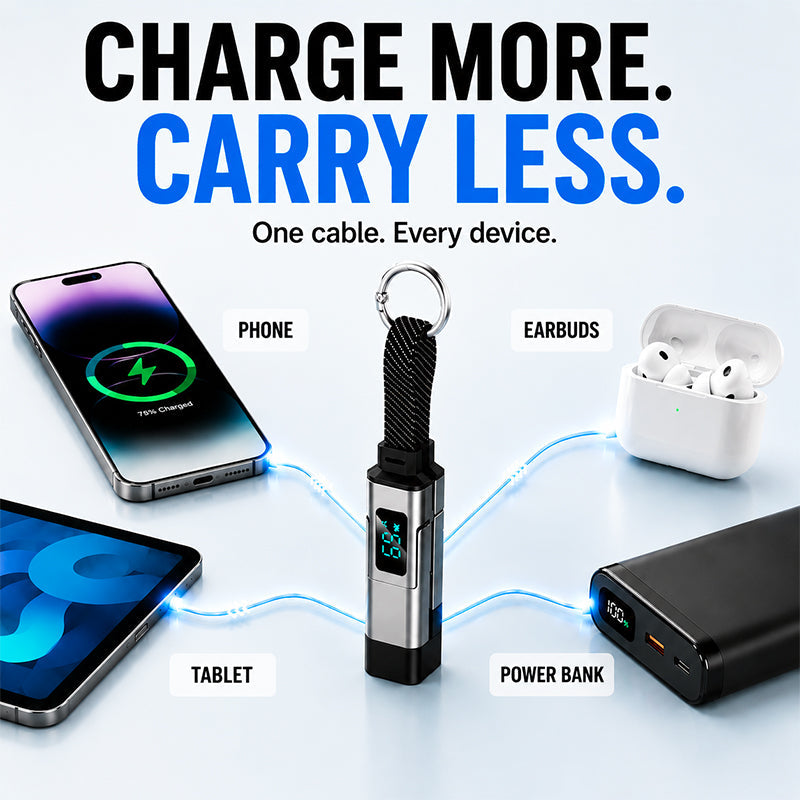 4-in-1 Digital Display Keychain Charging Cable pro