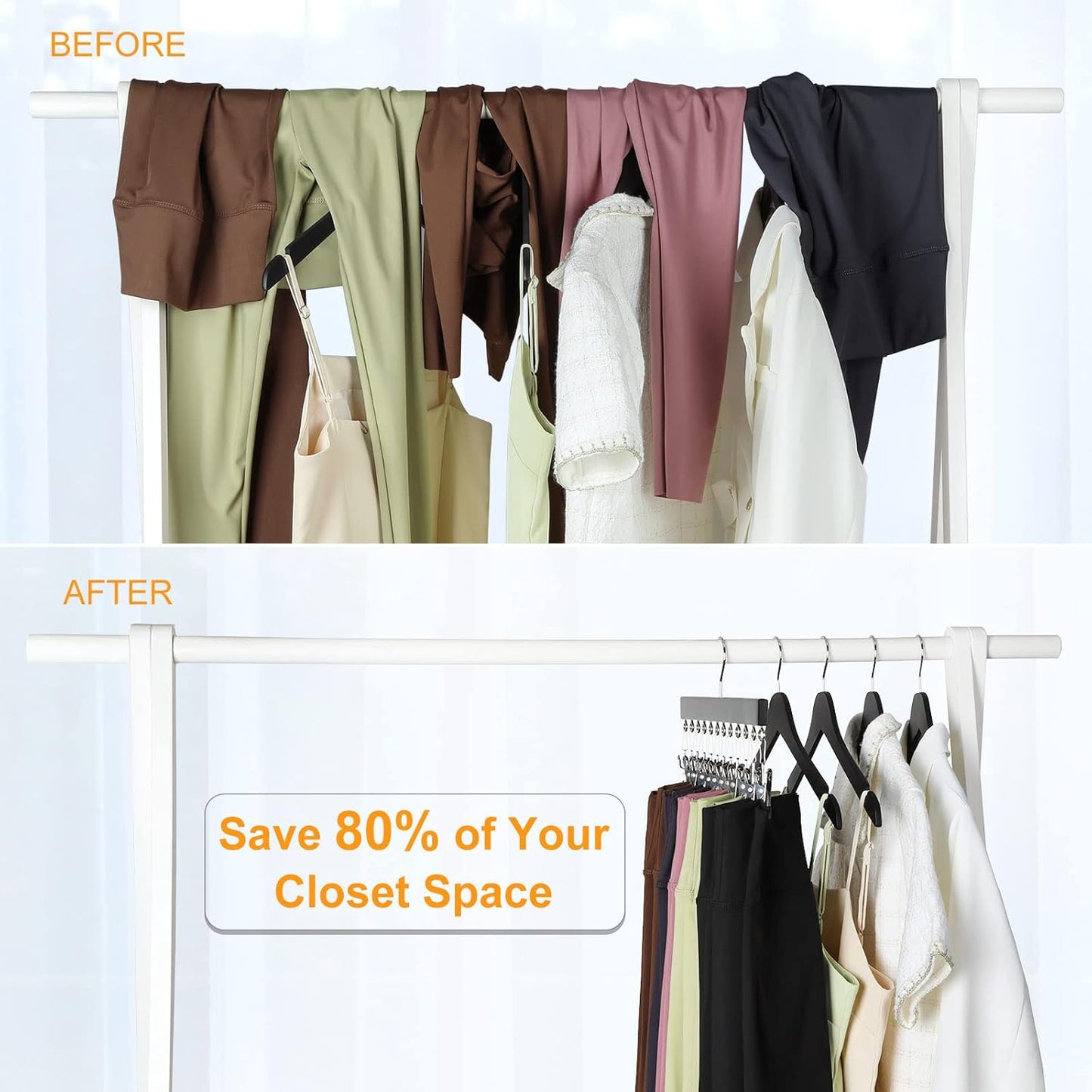 Wooden Clothes Organizer with 12 Stainless Steel Clips