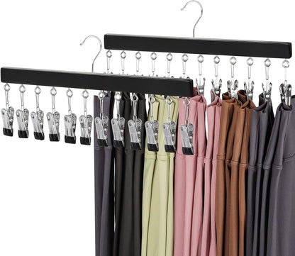 Wooden Clothes Organizer with 12 Stainless Steel Clips