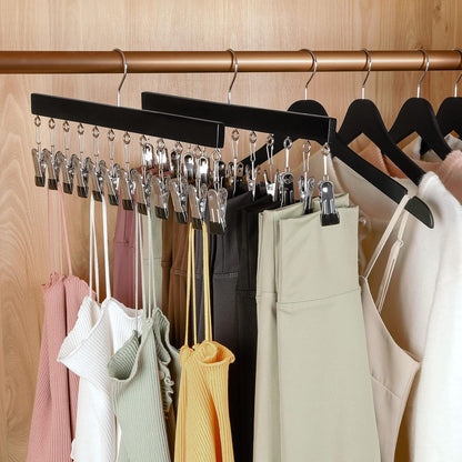 Wooden Clothes Organizer with 12 Stainless Steel Clips
