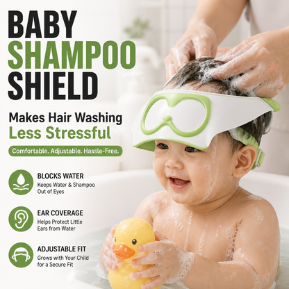Baby Shampoo Shield – Waterproof Hair Washing Cap with Ear Protection for Kids