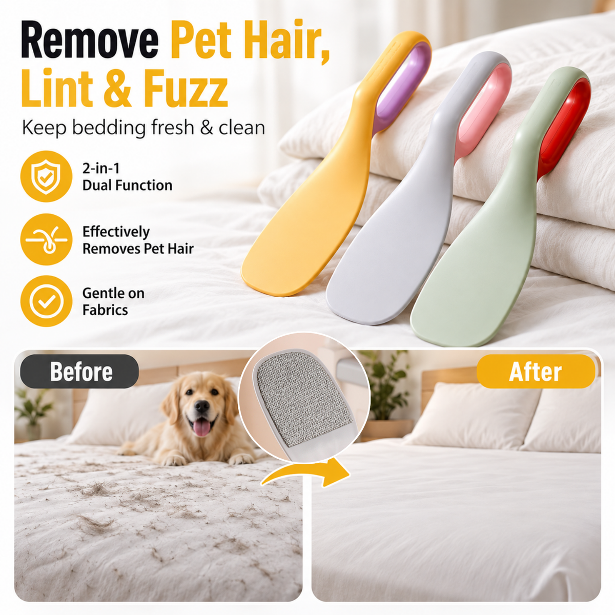 2-in-1 Bed Sheet Tucker & Lint Remover