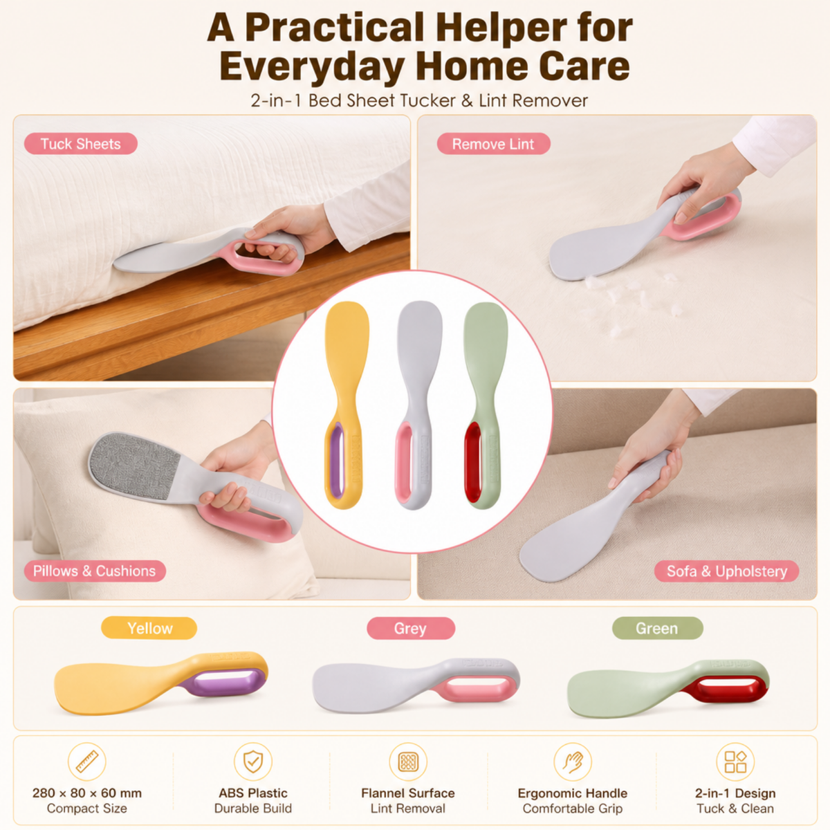 2-in-1 Bed Sheet Tucker & Lint Remover