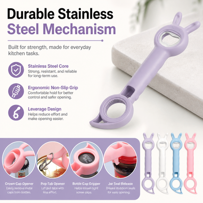 Multi-functional 4-in-1 Safety Can & Bottle Opener