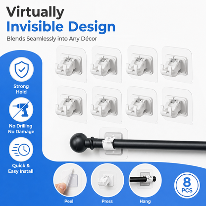 Curtain Rod Brackets with Clips (8 PCS)
