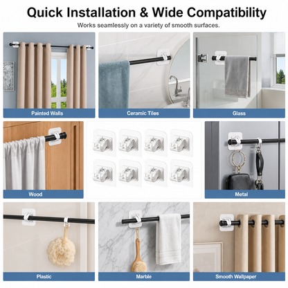 Curtain Rod Brackets with Clips (8 PCS)