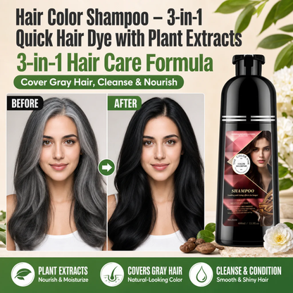 Hair Color Shampoo – 3-in-1 Quick Hair Dye with Plant Extracts