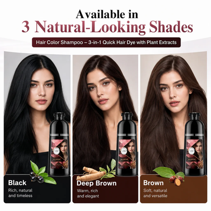 Hair Color Shampoo – 3-in-1 Quick Hair Dye with Plant Extracts