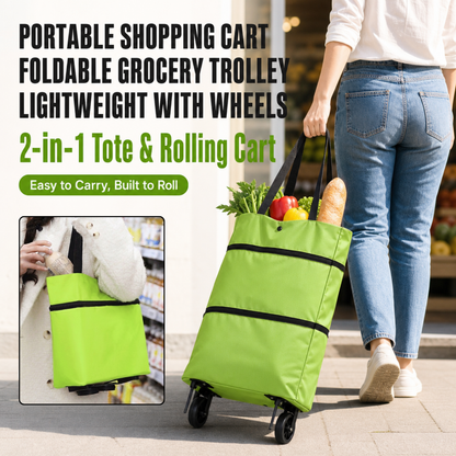 Portable Shopping Cart Foldable Grocery Trolley Lightweight with Wheels Pro