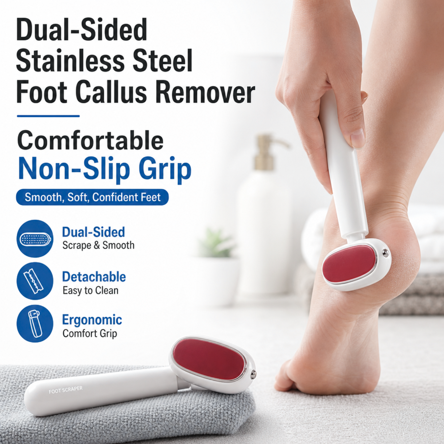 Dual-Sided Stainless Steel Foot Callus Remover & Pedicure Scraper