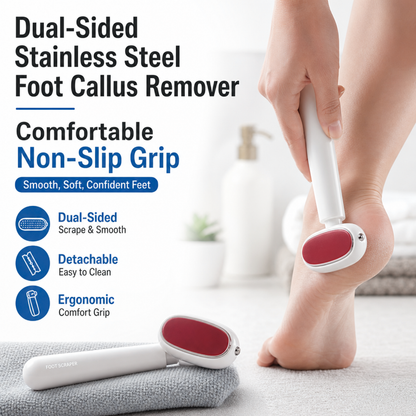 Dual-Sided Stainless Steel Foot Callus Remover & Pedicure Scraper