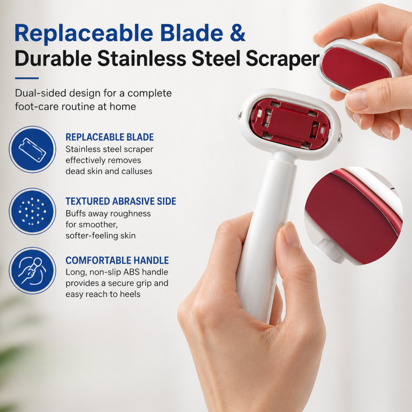 Dual-Sided Stainless Steel Foot Callus Remover & Pedicure Scraper