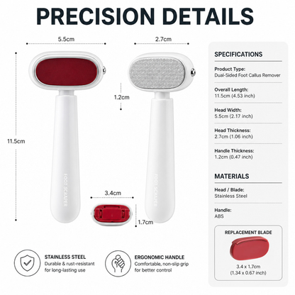 Dual-Sided Stainless Steel Foot Callus Remover & Pedicure Scraper