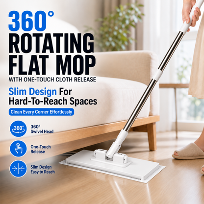 360° Rotating Flat Mop with One-Touch Cloth Release