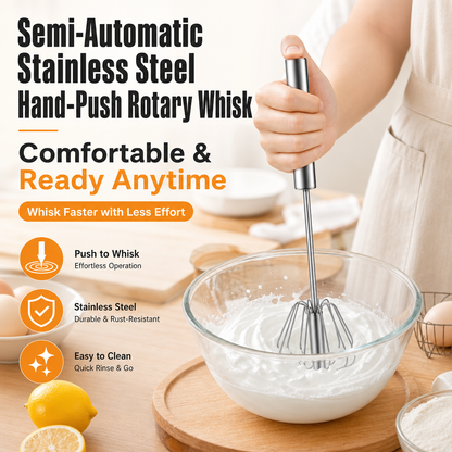 Semi-Automatic Stainless Steel Hand-Push Rotary Whisk