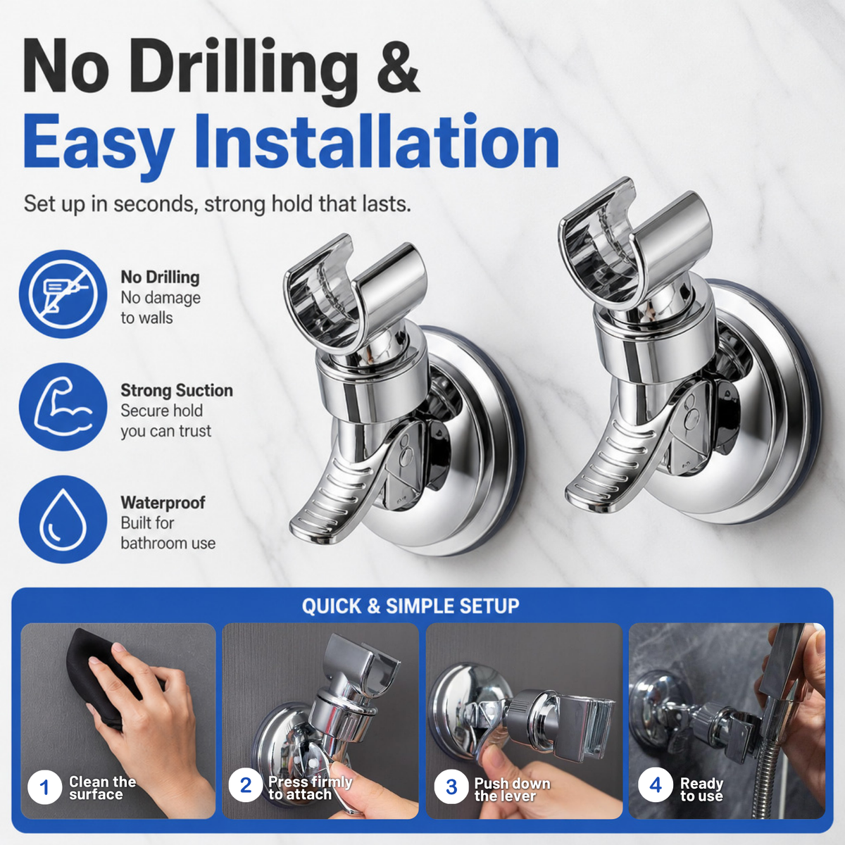 Adjustable Shower Head Holders (2 PCS)