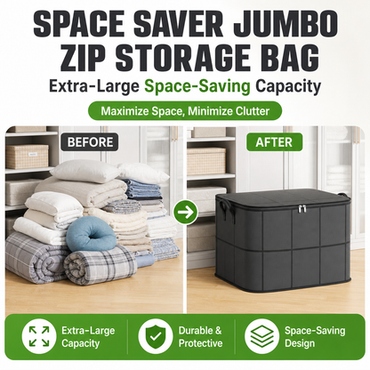 Space Saver Jumbo Zip Storage Bag - Fits 3x More in Half the Space