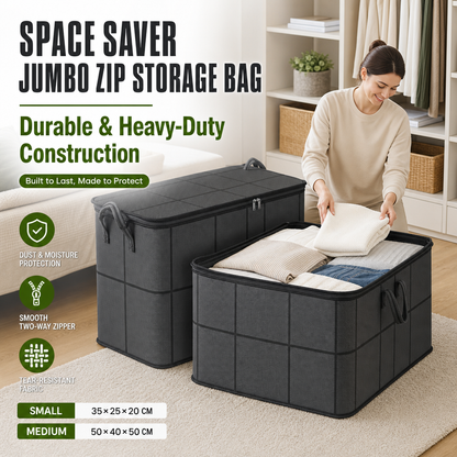 Space Saver Jumbo Zip Storage Bag - Fits 3x More in Half the Space