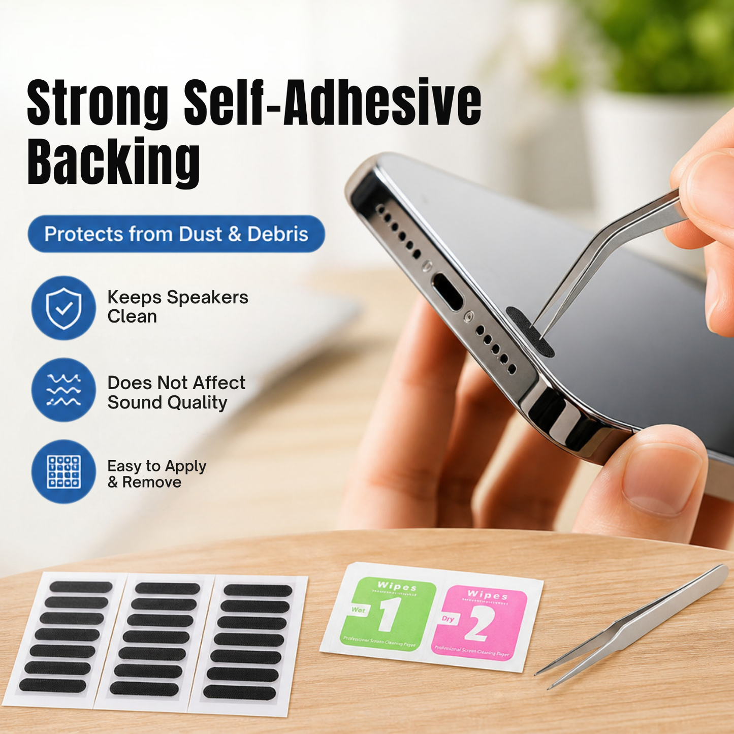 Universal Phone Speaker Dust Mesh Stickers & Cleaning Kit