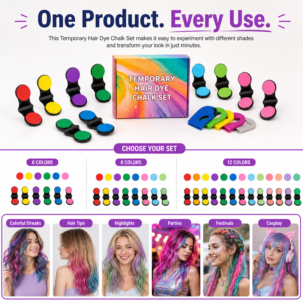 Temporary Hair Dye Chalk Set