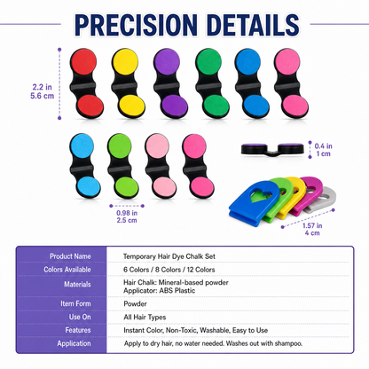 Temporary Hair Dye Chalk Set