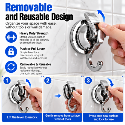 Heavy Duty Vacuum Shower Hooks