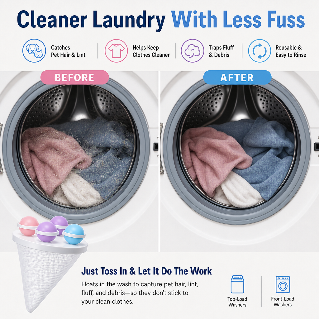 🧺 BUY 1 GET 2 FREE! 🧼Washing Machine Filter Bag, Reusable Floating Hair Filter for Laundry