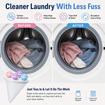 🧺 BUY 1 GET 2 FREE! 🧼Washing Machine Filter Bag, Reusable Floating Hair Filter for Laundry