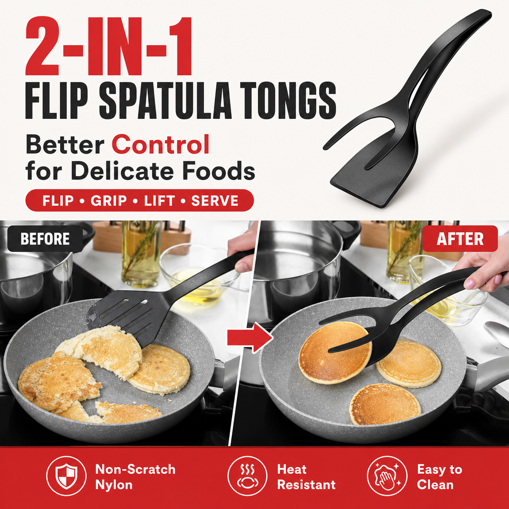 2-in-1 Flip Spatula Tongs