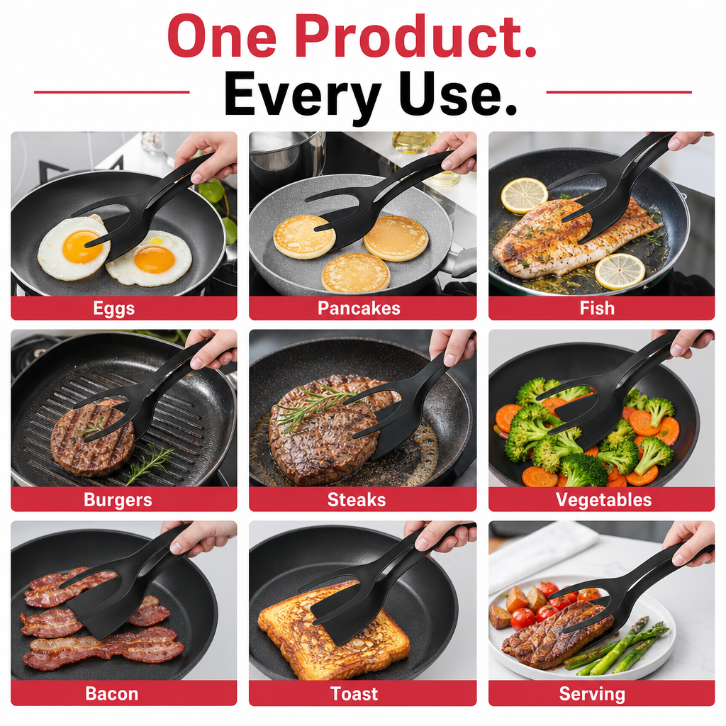 2-in-1 Flip Spatula Tongs