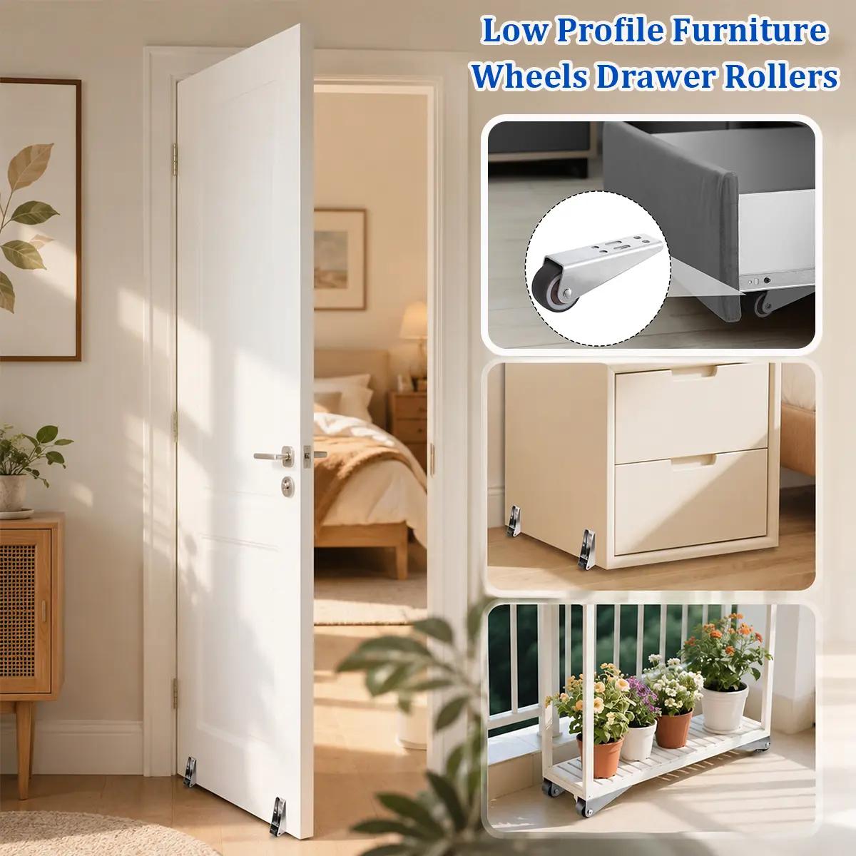 2 PCS Heavy Duty Sliding Door Bottom Guide Roller Wheels